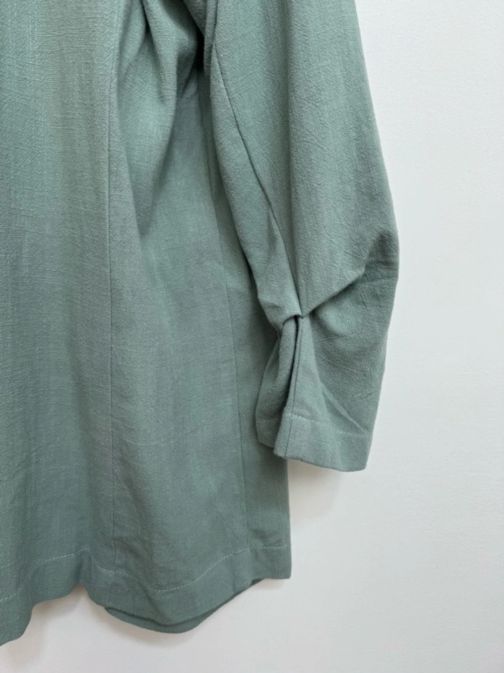 Easel Los Angeles Ruched Sleeve Longline Open Front Blazer Women Large Boho NWT
